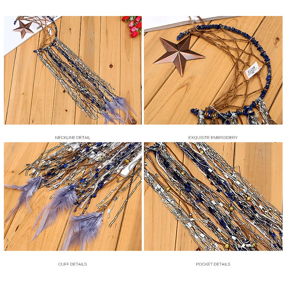 Dream Catcher Feathers Craft Pendant Unique Half Circle Moon Ornament Home Exquisite Festival Decoration Gift Hanging Handmade