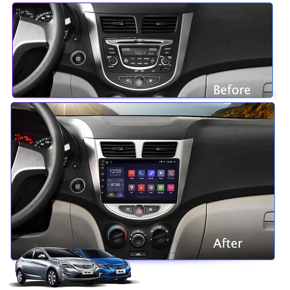 Flash Deal Car DVD player 2G+32G For Hyundai Solaris Verna Accent i25 2012-2017 Radio Android 8.1 9" GPS Navi multimedia system Carplay SWC 1