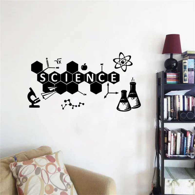 

Science Wall Sticker Lab Class Poster Science Wall Decal Children Kids Room Home Decor Vinyl Art Murals Wallpaper DW6666