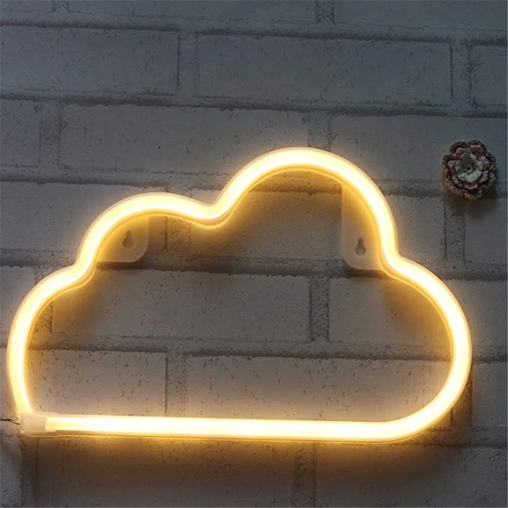 Yellow cloud Ночной светильник Батарея/USB работает облака светильник ning неоновый светильник s для рождества Детская комната вечерние подарок к празднику Украшения в спальню - Испускаемый цвет: Yellow cloud