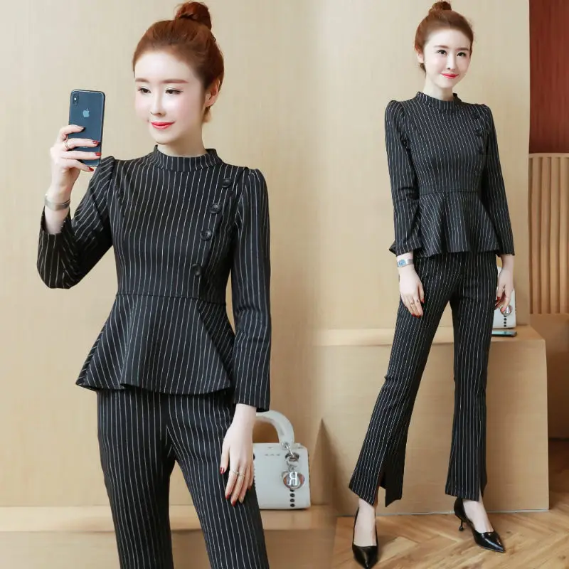 

Loose Pants WOMEN'S Suit 2019 Spring Clothing New Style Fashion Korean-style Graceful Bell-bottom Pants Elegant Two-Piece Set