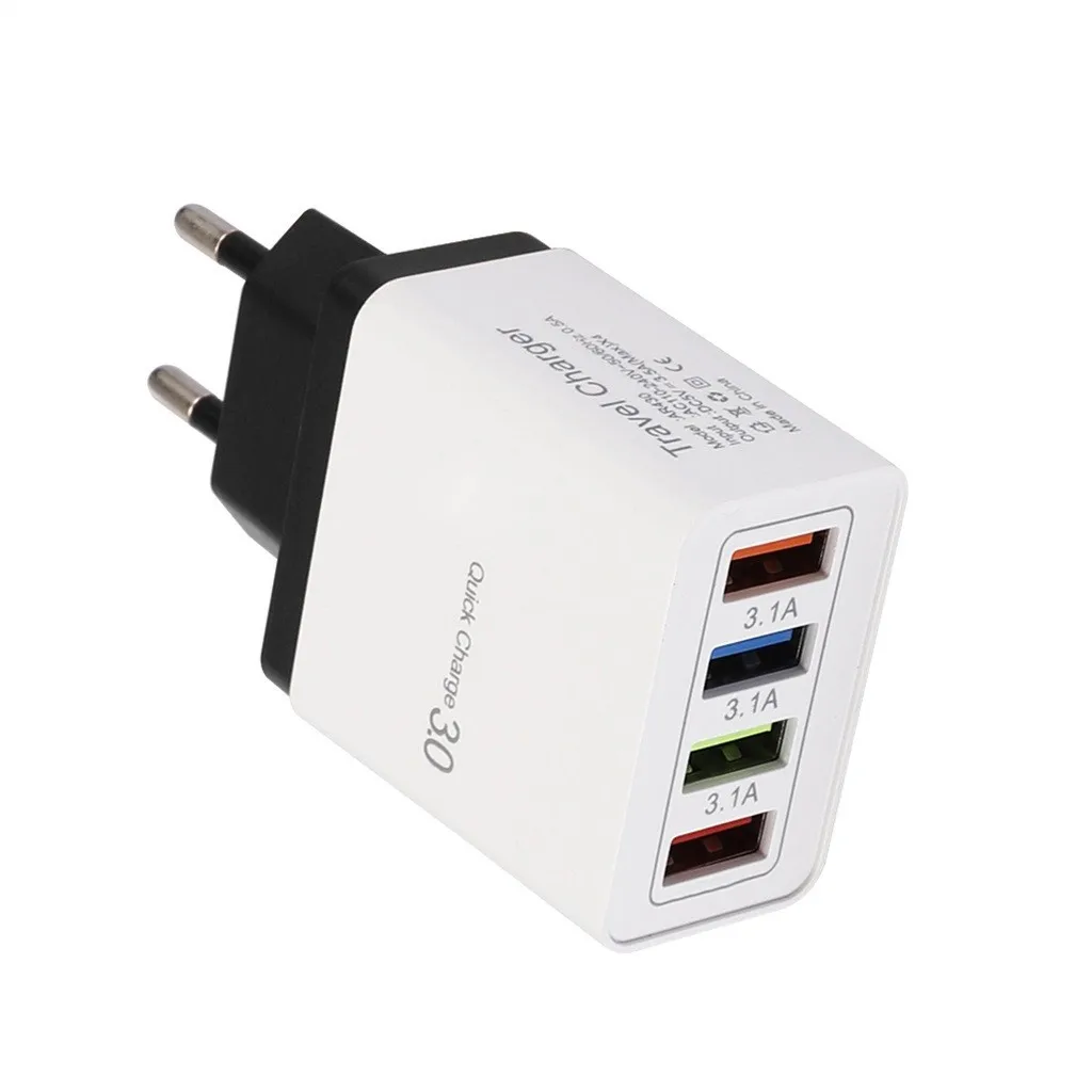 EU Ouhaobin, 4 порта, USB зарядное устройство, быстрая зарядка, EU штекер, адаптер, зарядное устройство для мобильного телефона, 3.5A, зарядное устройство, конвертер для iPhone - Тип штекера: EU