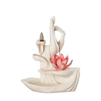 

[HHT] Ceramic Crafts Backflow Incense Burner Lotus Flower Buddha's Hand Zen Furnishings Decoration