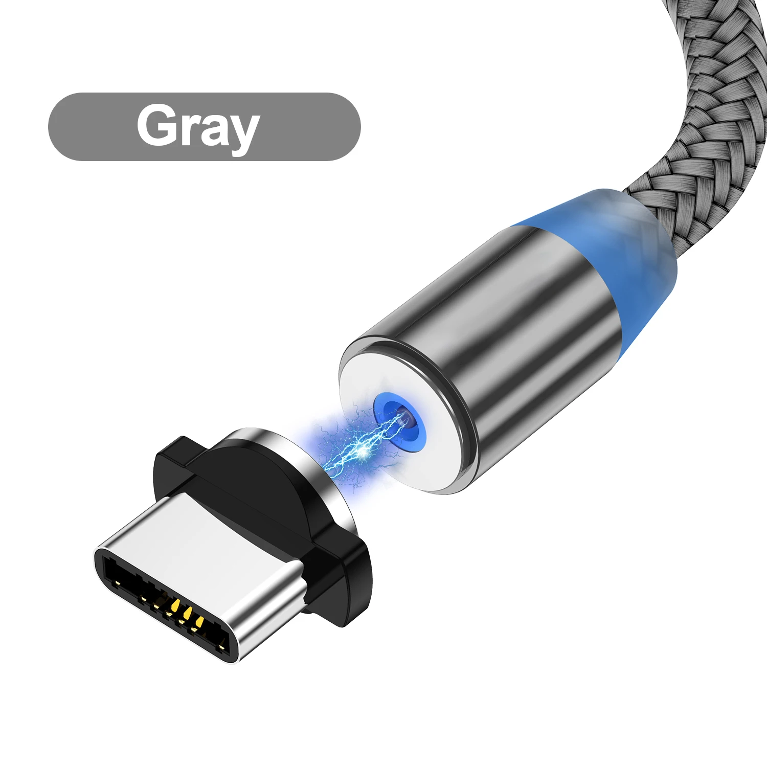 1 м светодиодный магнитный кабель и Micro USB кабель и usb type-C кабель Android нейлоновая оплетка type-C Магнитный зарядный кабель для iPhone 8 Xs Max - Тип штекера: Gray