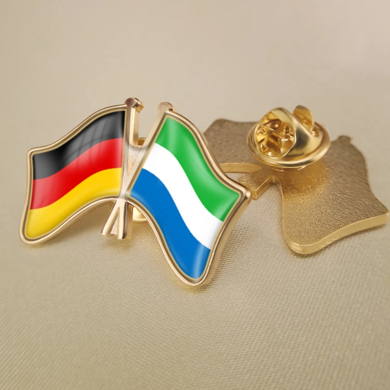 

Germany and Sierra Leone Crossed Double Friendship Flags Lapel Pins Brooch Badges