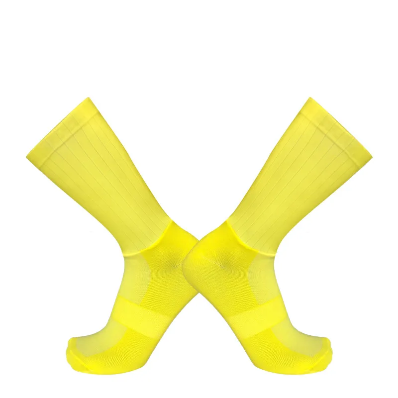 Желтые Нескользящие бесшовные силиконовые велосипедные носки встроенный джойстик высокотехнологичные велосипедные спортивные носки для бега Pro Team Aero