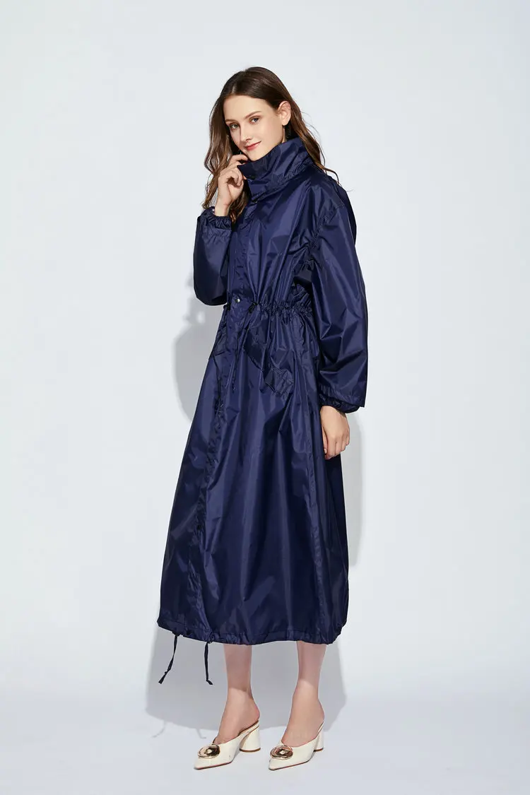 Men Women Long Rain Coat Poncho Waterproof Windproof Biker Rainwear