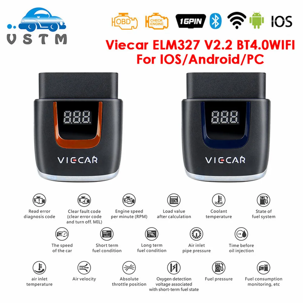 Диагностический сканер Viecar ELM 327 V2.2 VP003 PIC18F25K80 WIFI OBD2 ELM327 Bluetooth 4 0 для Android/IOS ODB2