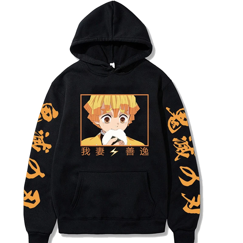 Hot Anime Demon Slayer Agatsuma Zenitsu Printed Hoodie New Manga Harajuku Long Sleeve Pullover Homme Hip Hop Sudadera De Hombres | Мужская