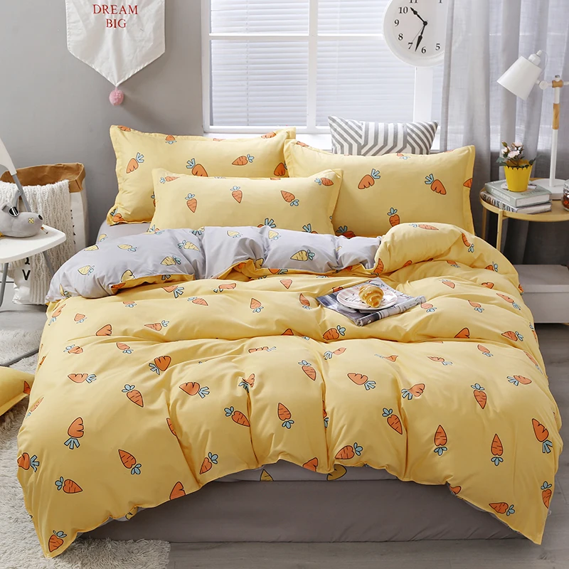 

Tкxteis para o lar Desenhos animados Rabanete Amarelo 3/4 Conjunto de Roupa de Cama Lenзуis das Crianзas Colchas Lenзуis Fronhas