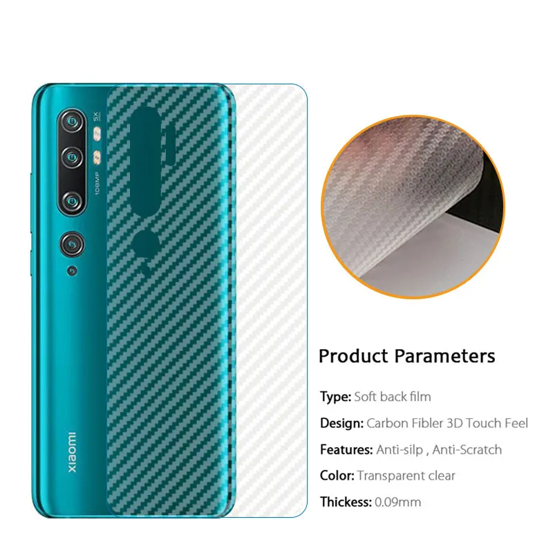 

5pcs 3D Carbon Fiber Back Film For xiaomi mi note 10 note10 pro Back Screen Protector Film Sticker for xiaomi mi cc9 pro