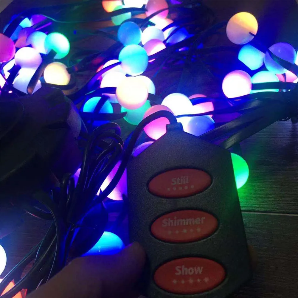 Kaufen Weihnachten Baum LED String Lichter Bunte Funkelnden Kugeln 64 RGB Nacht Lampe Für Urlaub Home Garten Party Dekoration