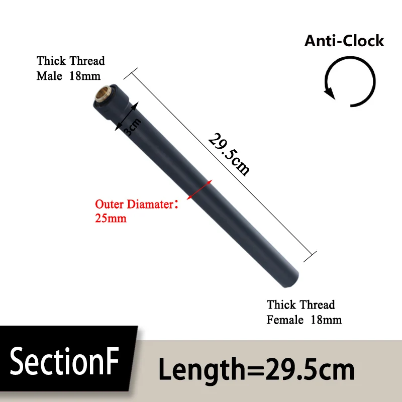 F-Length29.5cm-Black 24 мм/22 мм 20 Вт, 30 Вт, 40 см Медь покрытие/черный душ удлинительная штанга без резьбы с увеличенным душевая трубка и удлинения ресниц всего за удлинительная труба - Цвет: F-Length29.5cm-Black
