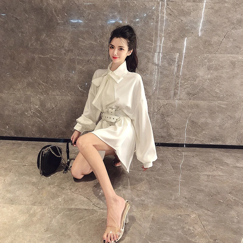 Waistband Elegant Blazer Mini Dress Women Long Sleeve Oversized Jacket Office Lady Wrap Bodycon Autumn Summer Spring Streetwear