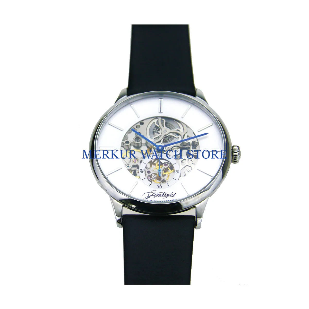 

Mens watch Seagull movement St17 Handwinding Mechanical Dress Ultra Thin Skelenton Jintuofei