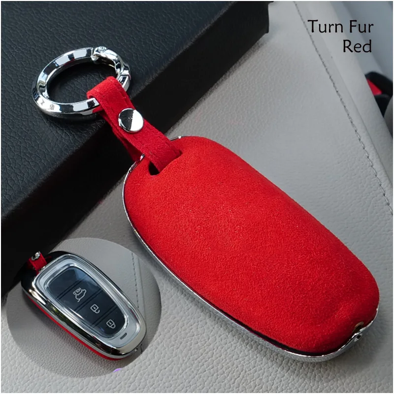 Universal PU Leather Cover Auto Car Remote Key Fob Bag Smart Key Holder Case Red 