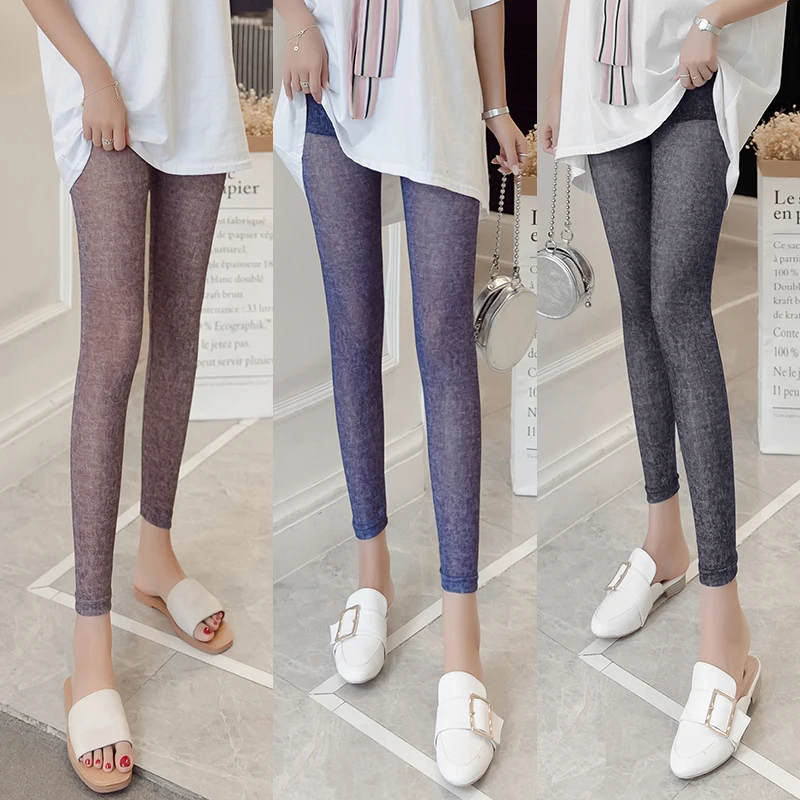 

Ultra-thin Basic Trousers Women's Thin Summer High-waist Elastic Large-size Ice-screen Gauze Nine-piece Leggings Safe Legging