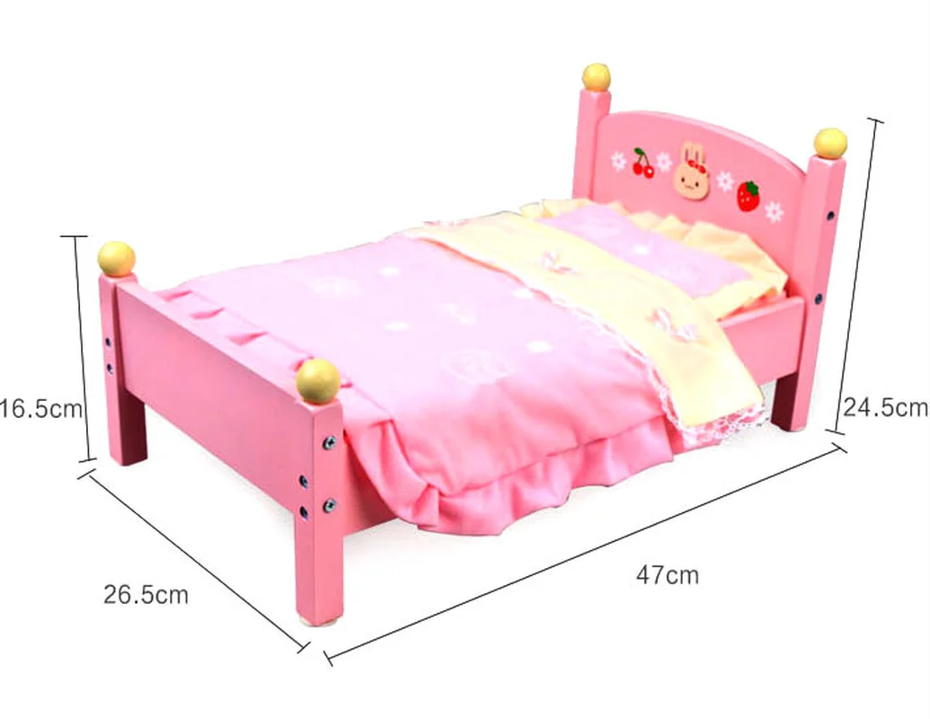  Home-crossing Baby Bed Wooden Children's Toys Girls'kindergarten Simulated Infant Props A Birthday 