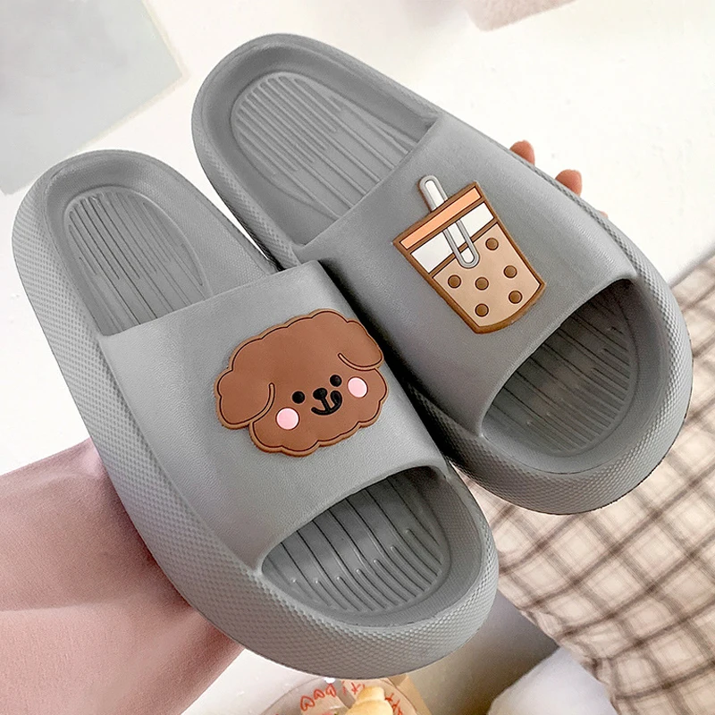 2022 Cute Bear Summer Platform Slippers Women Open Toe Flip Flops Shoes Outdoor Beach Slides Sandals Woman EVA Bathroom Slippers 