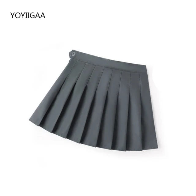 Autumn Winter Women Skirts High Waist Female Pleated Skirt Fashion Chic Girls Dance Mini Skirts Preppy Style Ladies Plaid Skirt gray