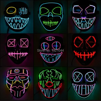 

2020 New High quality Halloween Scary Mask Luminous LED Party Mask with 3V Steady on Flashing Controller Black Vendetta Mask