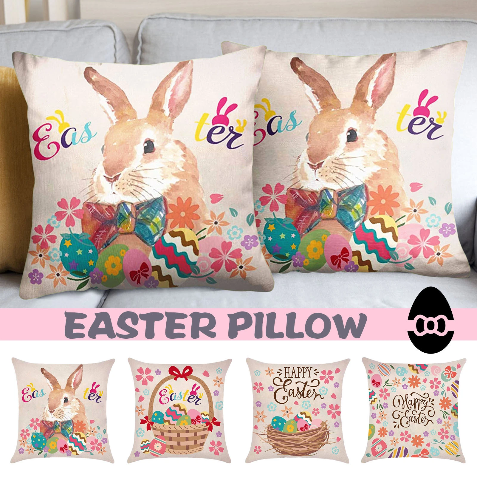 Easter Egg Pattern Pillow Cases Creative Covers Cushion Protectors Home