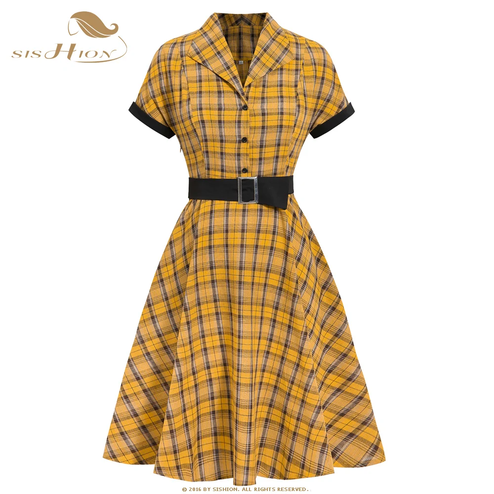 1950s plaid dress Clearance