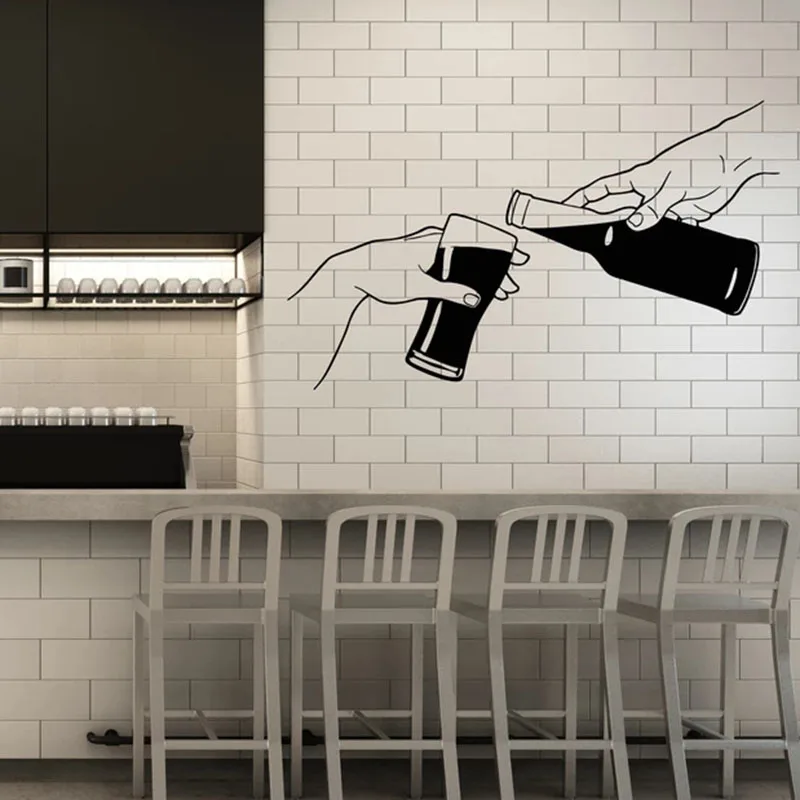

Wall Decal Creation of Adam Beer Alcohol Home Bar Pub Kitchen Interior Decor Door Window Vinyl Stickers Wine Bottle Mural Q478