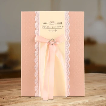 

Ribbon Signature Engagement Wedding Guest Book Gift Party Bridal Rhinestone DIY Couples Names Anniversary Memory Lace Decoration