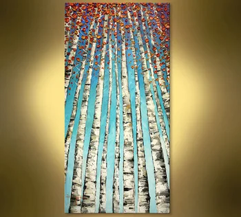 

Hand-Painted Tree Oil Painting Canvas Oil Beautiful Abstract Arts Palette Knife Texture Painting Gallery Modern Canvas Art