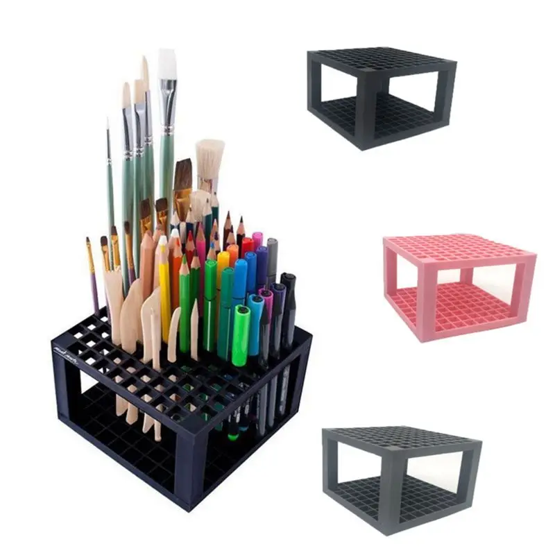 Пластиковый держатель для карандашей и кистей с 96 отверстиями, настольная подставка, органайзер, подставка для ручек, кистей, цветных карандашей, кистей для макияжа