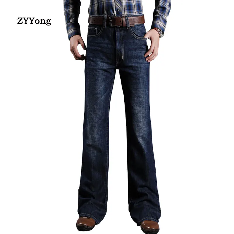 

ZYYong Men's flared Jeans, Men's Short-leg Cut Loose Jeans, Classic Denim flared Pants, Elasticated Jeans, Men's Trendy Jeans