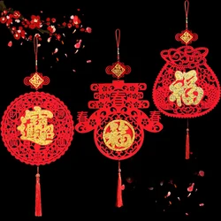 Pendentifs chinois de nouvel an, Non tissé, lanterne, ornement de nouvel an, bénédiction, décorations de Festival de printemps, fournitures de fête 