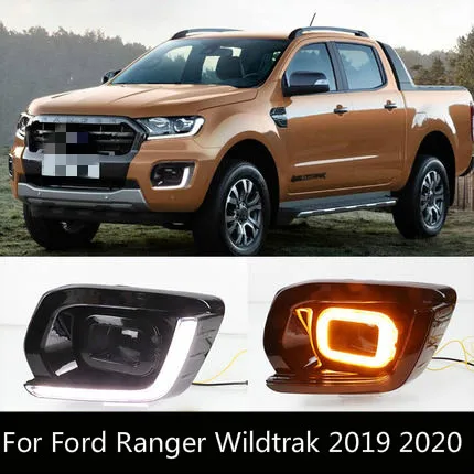 

Противотуманная фара DRL для Ford Ranger Wildtrak 2019 2020 светодиодный светодиодные дневные ходовые огсветильник L-образной формы с указателем поворота