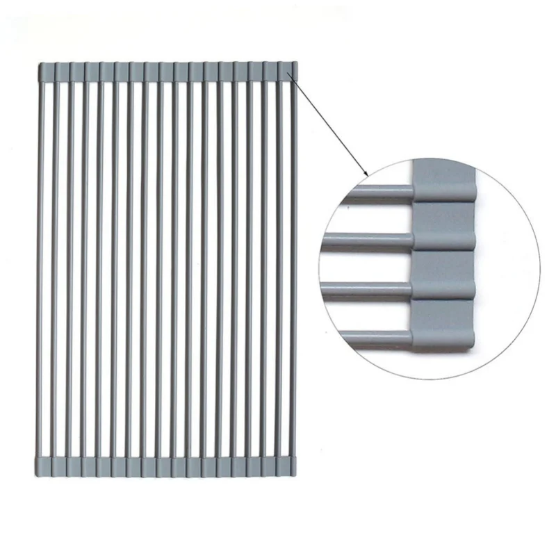 

Foldable Stainless Steel Kitchen Dish Drainer Roll Up Over Multipurpose The Sink Dish Drying Rack