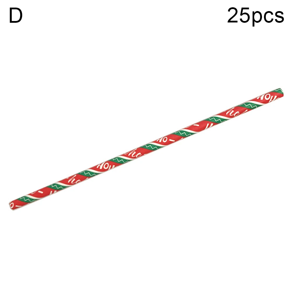 25 шт., Рождественская, в горошек, снежинка, дерево, печать, одноразовые бумажные соломинки для питья, Декор, посуда - Цвет: D