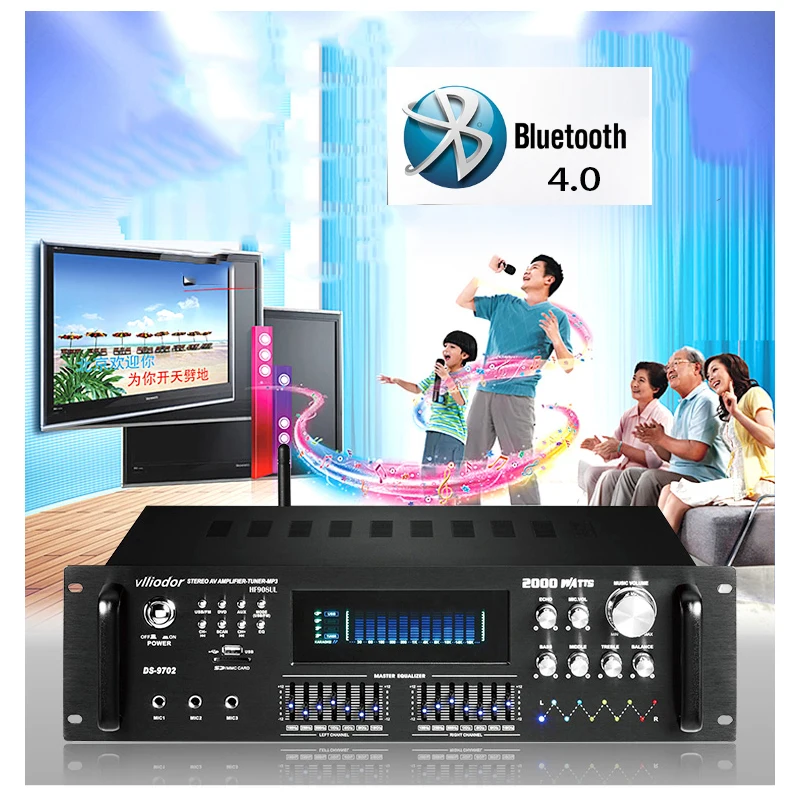 

HF18-1001 210W * 2 220V домашний KTV усилитель компьютера 4,0 Bluetooth усилитель USB ревербератор резистор HIFI усилитель с дистанционным управлением