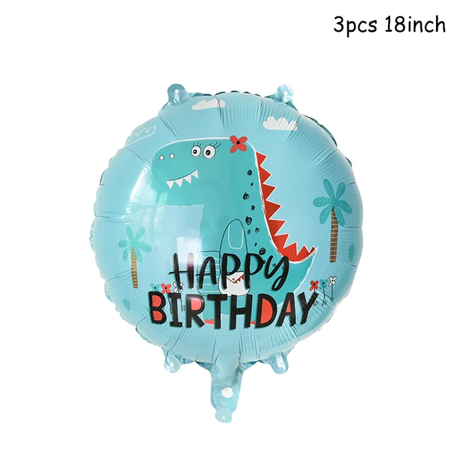 Dinosaur Party Balloon Dinosaur Birthday Party Foil Number Balloons Kids Wild Animal Jungle Birthday Party Decorations Globos 3pcs round