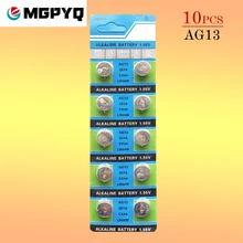 Лидер продаж+ 10 шт. AG13 LR44 LR44H LR1154 SR44 A76 357A 303 357 аккумуляторная ячейка 1,55 V щелочные батареи для часы игрушки
