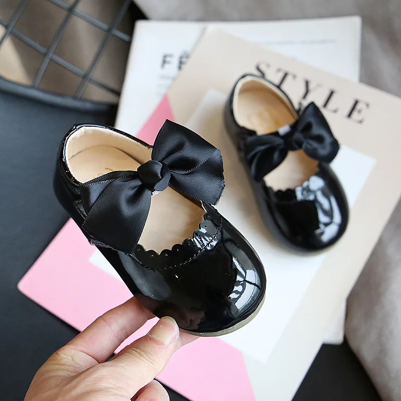 extra wide fit children's shoes Baby Girls Shoes Patent Leather Princes Shoes Big Bow Mary Janes Party Shoes For Kids Dress Shoe 2020 Autumn Spring Child Baby leather girl in boots Children's Shoes