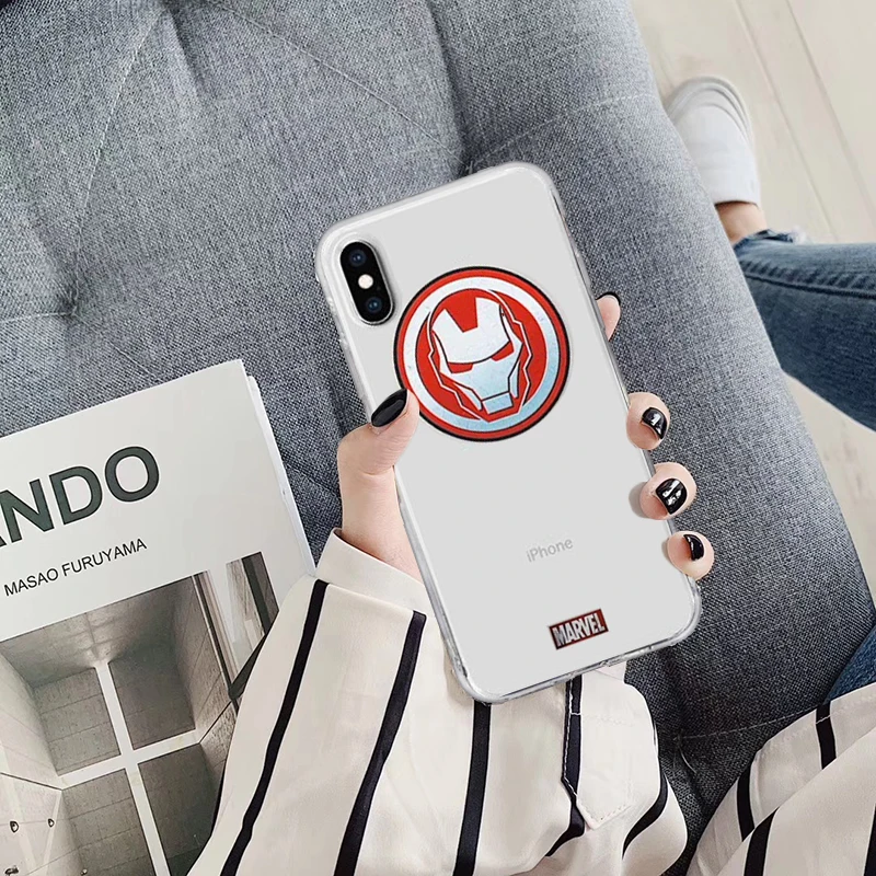 Милый человек-паук Marvel телефон для iphone 11 Pro Max 6 7 8 6s Plus чехол для iphone X XS XR xs max 5 5S se чехол прозрачный - Цвет: 01C