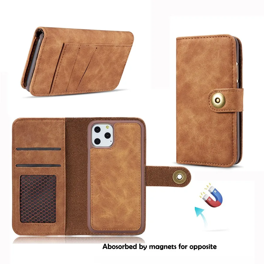 Натуральная кожа и PU чехол для Apple iPhone 5 5S SE 6 6S 7 8 Plus X XS 11 Pro Max XR Coque Съемный магнит задняя крышка Fundas