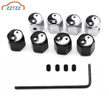 

5 Pcs/Set Zinc Alloy Anti-theft Tai Chi Style Tire Valve Stem Cap Tire Wheel Stem Air Valve Caps for Auto Cars