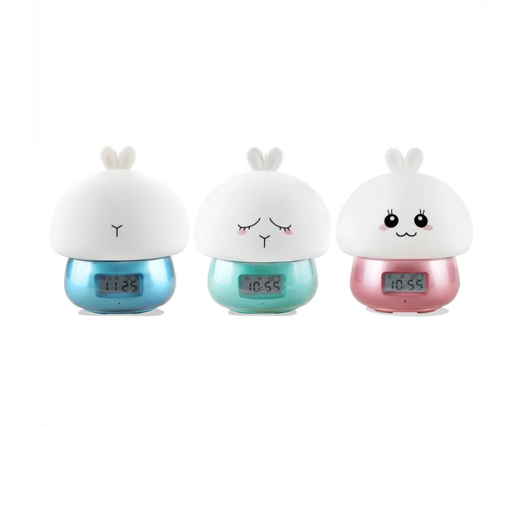 

Kawaii Cute Cartoon Design Multifunctional Alarm Clock Wake Up Night Light Remote Control Desktop Recording Light Lamp
