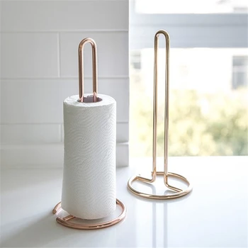 

Kitchen Roll Paper Towel Holder Stainless Steel Bathroom Tissue Stand Rose Gold Napkins Rack Home Kitchen Standing Paper Holder