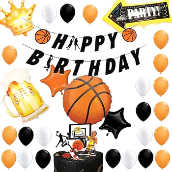 

Baby Party Decorations Set The Basketball theme Birthday Party balloons, cake flags Children's Party Decorations