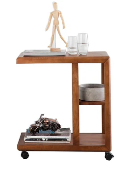 

Solid wood edge a few Nordic corners can be moved with round tea table sofa small coffee table modern minimalist bedside table