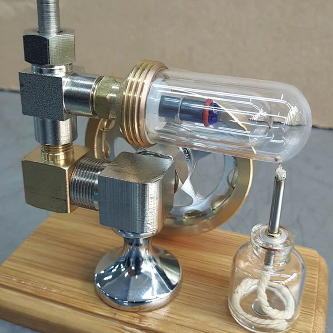 Горячая DIY стебель Регулируемая скорость поршень Стирлинг Модель двигателя с деревянной основой модель обучающая игрушка подарок для детей и взрослых