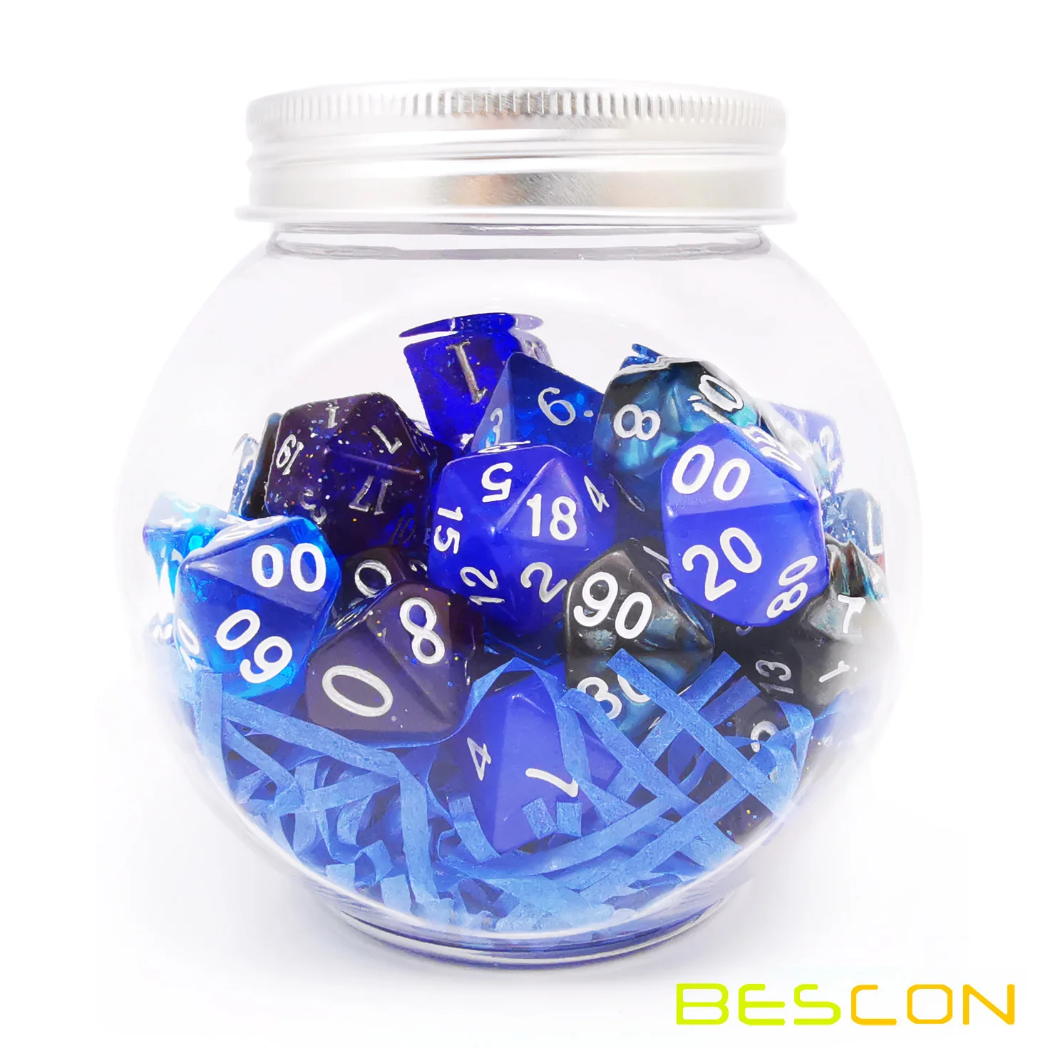 Bescon RPG Dice Set 35pcs Ocean Blue Set, DND Role Playing Game Dice 5X7pcs 3