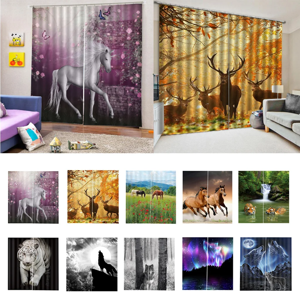 2PCS Darkening Window Curtain Drape Christmas Decoration Bedroom Living Room